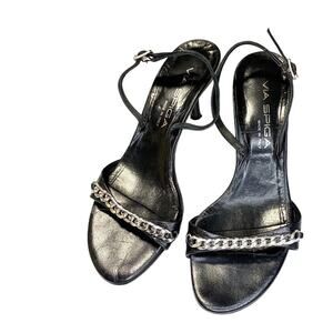 Via Spiga Strappy Evening Heeled Sandals Black Sz 6‎ Made in Italy Vintage 90s